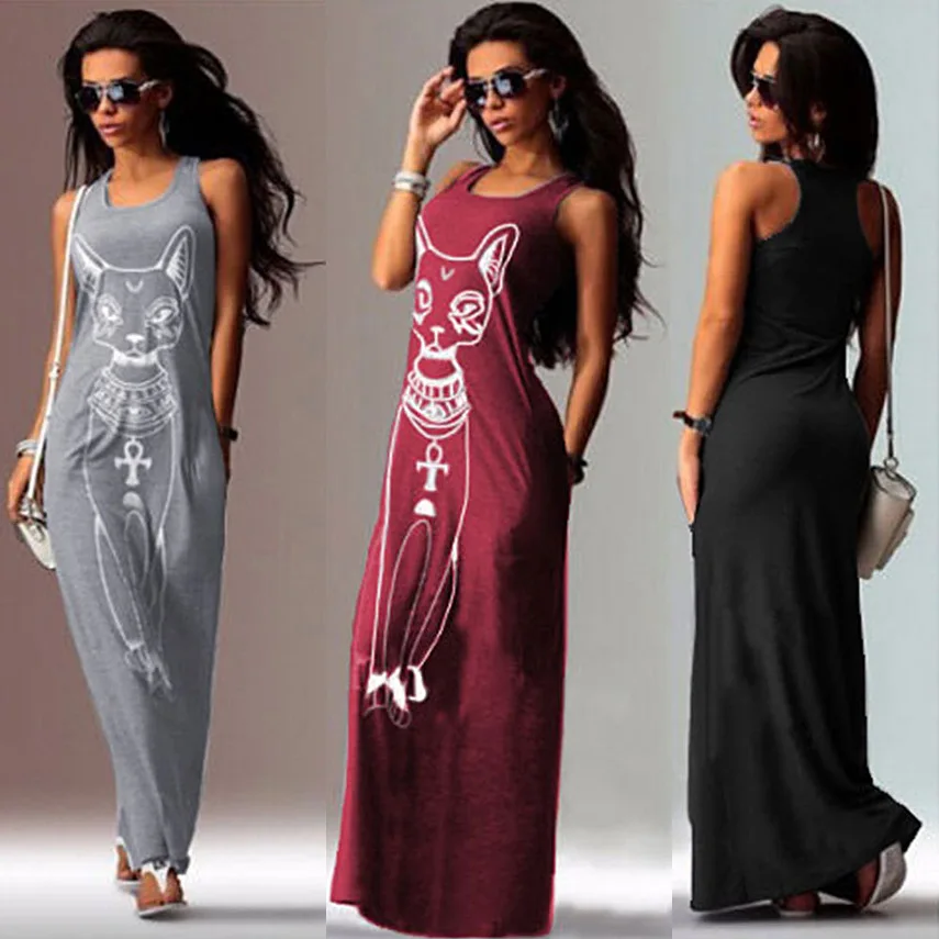 New 2019 Summer Dress Cotton Robe Vintage Sexy Casual Maxi Dress Cat Printed Slim Long Vest Dress Women Bodycon Dresses Vestidos
New 2019 Summer Dress Cotton Robe Vintage Sexy Casual Maxi Dress Cat Printed Slim Long Vest Dress Women Bodycon Dresses Vestidos