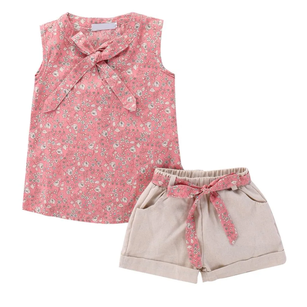 Summer Girls Clothes Kids Girl Floral Bowknot Sleeveless Top + Shorts Pants Casual Sets Children's Clothing For Girls 1-6T
Summer Girls Clothes Kids Girl Floral Bowknot Sleeveless Top + Shorts Pants Casual Sets Children's Clothing For Girls 1-6T