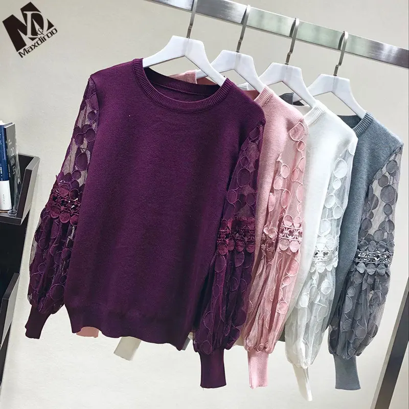 MAXDIROO Women Spring Autumn Knitted Pullover And Sweaters Women Hollow Out Lace Lantern Sleeve Knitted Tops Sueter Mujer
MAXDIROO Women Spring Autumn Knitted Pullover And Sweaters Women Hollow Out Lace Lantern Sleeve Knitted Tops Sueter Mujer