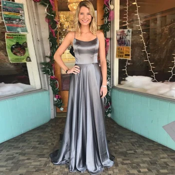 Girls Evening Party Dress Long Sleeveless Satin Crisscorss Backless Sexy Grey Evening Dresses Bridesmaid Dress
Girls Evening Party Dress Long Sleeveless Satin Crisscorss Backless Sexy Grey Evening Dresses Bridesmaid Dress