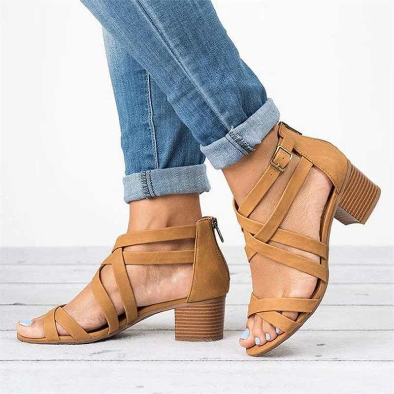 Women Zip Chunky Heel Summer Sandals Ladies Open Toe Buckle Cross Strap Fashion Meddle Heel Female Casual Plus Size Shoes
Women Zip Chunky Heel Summer Sandals Ladies Open Toe Buckle Cross Strap Fashion Meddle Heel Female Casual Plus Size Shoes