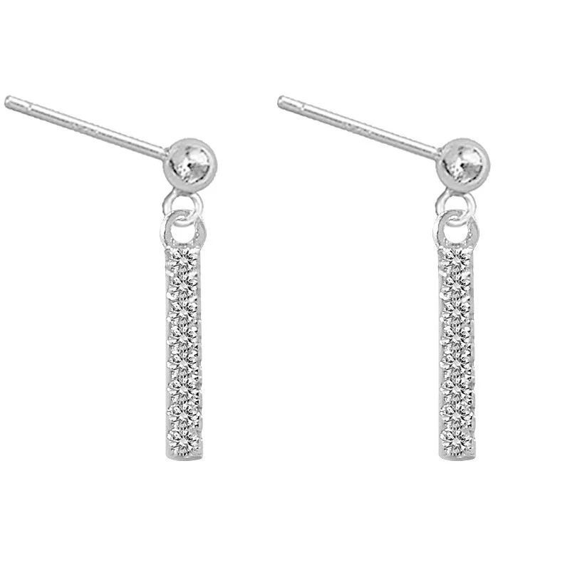 925 Sterling silver Stud earrings Simple straight line Set auger Wholesale women's fashion jewelry
925 Sterling silver Stud earrings Simple straight line Set auger Wholesale women's fashion jewelry
