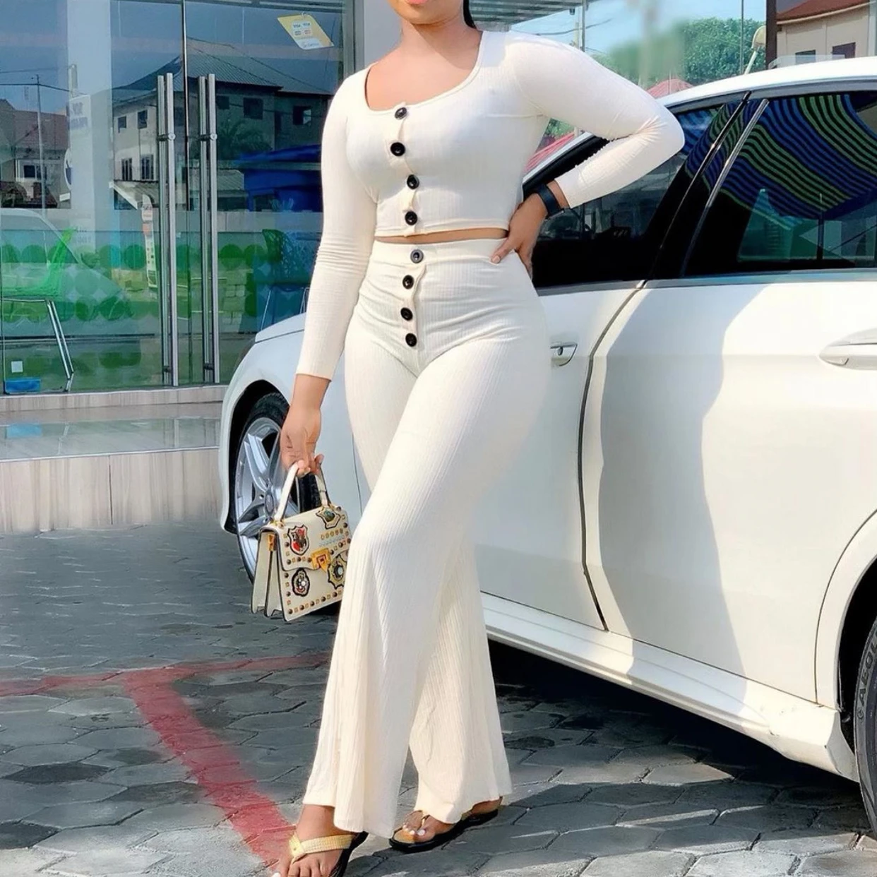 2 Two Piece Set Women Ribbed O-Neck Crop Top And Long Pants Set Sexy Autumn 2019 Long Sleeve Buttons Ladies Tracksuit Women
2 Two Piece Set Women Ribbed O-Neck Crop Top And Long Pants Set Sexy Autumn 2019 Long Sleeve Buttons Ladies Tracksuit Women