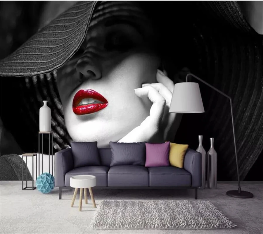wellyu Custom wallpaper black and white contrast color red lips modern minimalist fashion TV sofa background 3d wallpaper
wellyu Custom wallpaper black and white contrast color red lips modern minimalist fashion TV sofa background 3d wallpaper