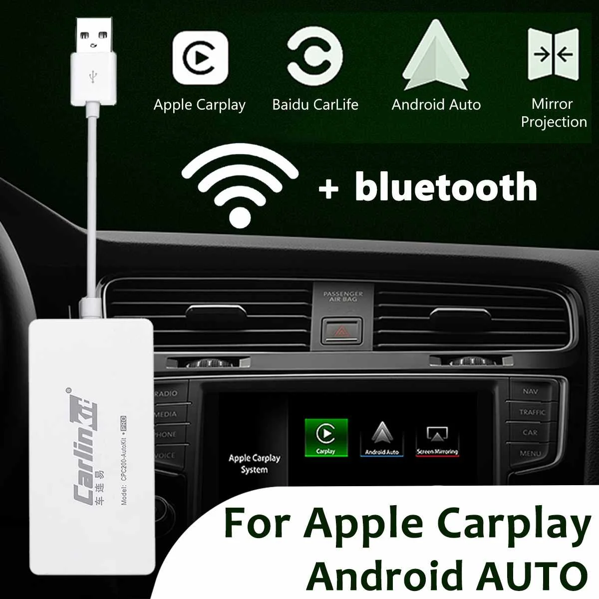 White Carlinkit Wireless Smart Link for Apple CarPlay Dongle for Android Navigation Player Mini USB Carplay Stick+Android Auto
White Carlinkit Wireless Smart Link for Apple CarPlay Dongle for Android Navigation Player Mini USB Carplay Stick+Android Auto