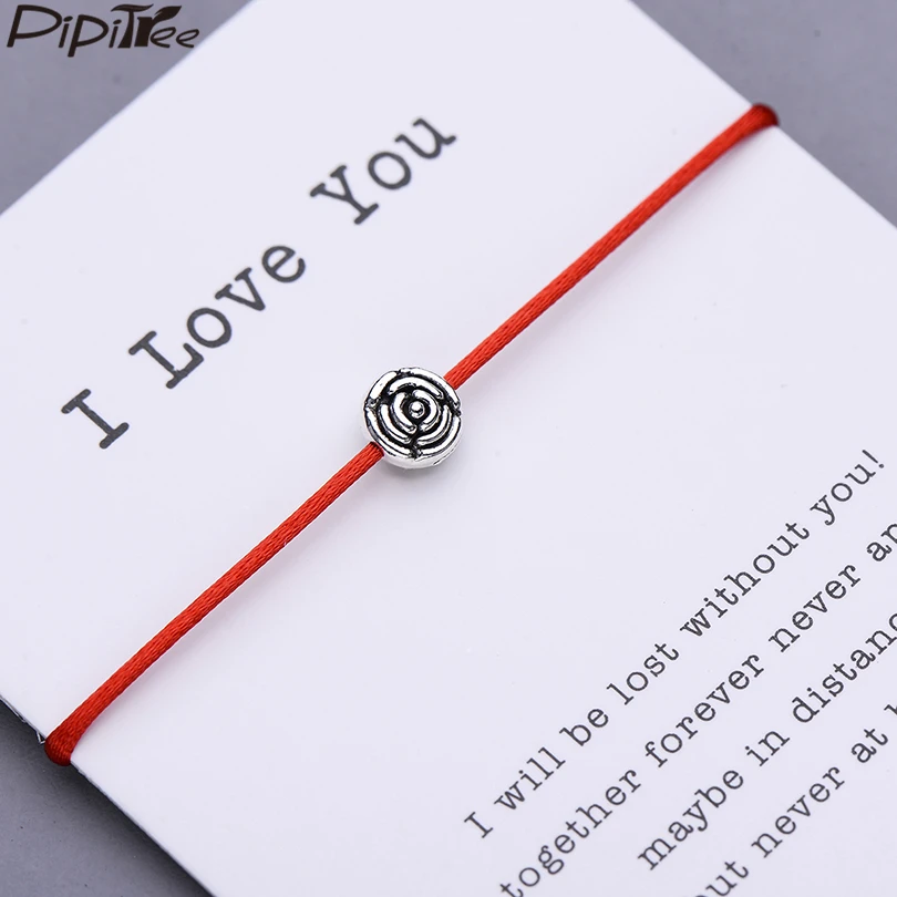 Pipitree I Love You Rose Flower Charm Wish Bracelet Gift for Her Handmade Lucky Red String Bracelets Women Lovers Jewelry Card
Pipitree I Love You Rose Flower Charm Wish Bracelet Gift for Her Handmade Lucky Red String Bracelets Women Lovers Jewelry Card