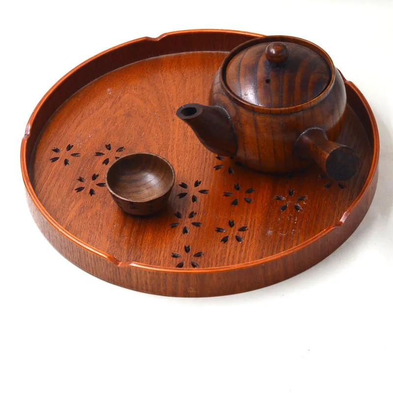 Image New Food Serving Trays Tea Food Oriental Vintage Food Tea Wooden Tray Serving Platter Plate Kitchen Gadget For Milk Pizza ZA3028