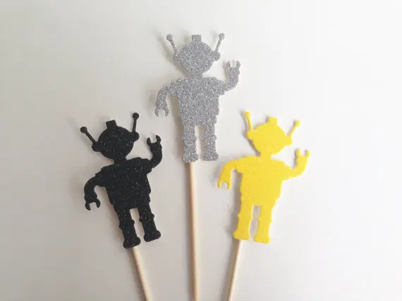 Glitter Robot boy or girl birthday party baptism Cupcake Toppers Party Decorations wedding toothpicks
Glitter Robot boy or girl birthday party baptism Cupcake Toppers Party Decorations wedding toothpicks