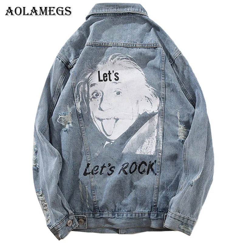 Aolamegs Denim Jacket Men Printed Blue Hole Cowboy Men's Jacket Casual High Street Fashion Outwear Men Coat Streetwear Autumn
Aolamegs Denim Jacket Men Printed Blue Hole Cowboy Men's Jacket Casual High Street Fashion Outwear Men Coat Streetwear Autumn