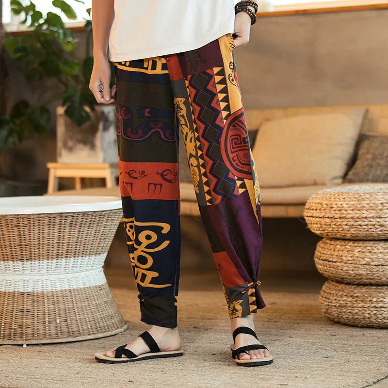 BONJEAN Chinese Style Flax Hip-hop Broken Flower Patterns Hallen Trousers Men's Casual Pants joggers Summer 2019
BONJEAN Chinese Style Flax Hip-hop Broken Flower Patterns Hallen Trousers Men's Casual Pants joggers Summer 2019