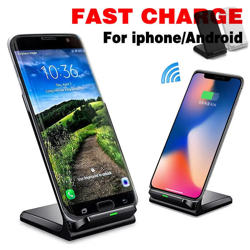 

UGI Qi Wireless 2 Coils Leather Fast Charger Charging Stand Dock Pad For iPhone X 8 Plus For Samsung Galaxy Note 8 5 S8 S7