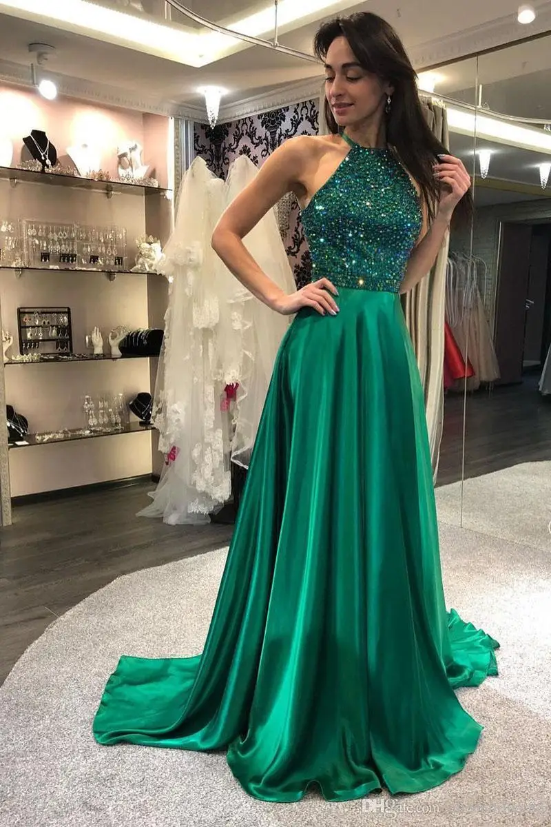 DZW618 Sparkly Beaded Halter Neck Prom Dresses Formal Evening Dresses Party Gowns Sexy Back Long Sweep A Line
DZW618 Sparkly Beaded Halter Neck Prom Dresses Formal Evening Dresses Party Gowns Sexy Back Long Sweep A Line