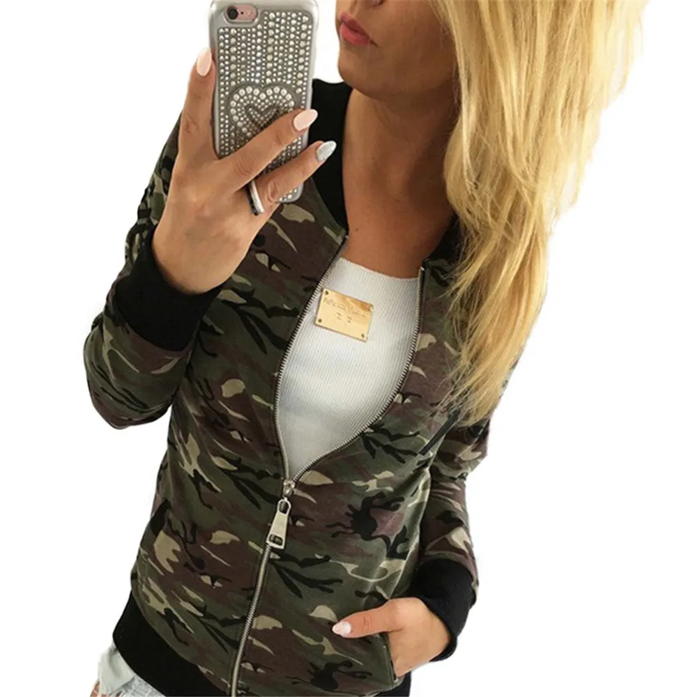 Women's autumn new camouflage zipper jacket round neck loose long-sleeved jacket jacket
Women's autumn new camouflage zipper jacket round neck loose long-sleeved jacket jacket