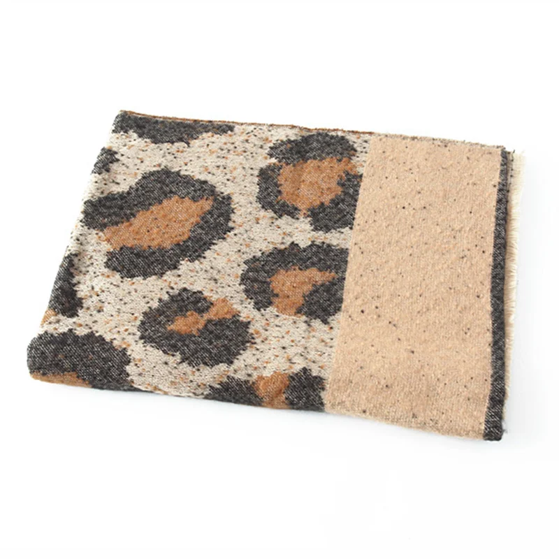 DOUBCHOW Womens Winter Leopard Jacquard Fringes Tassels Scarf 2017 Girls Ladies Super Soft Warm Cashmere Feel Long Shaw Wraps |