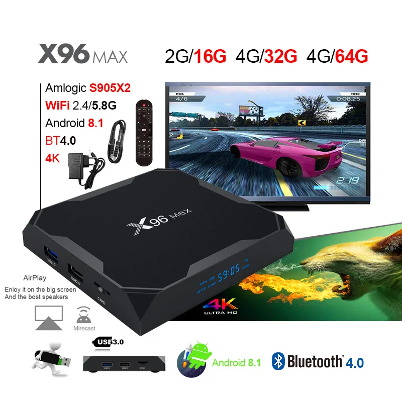 X96Max Smart TV Box Android 8.1 Amlogic S905X2 Quad Core 2GB 16GB Wifi HDMI 2.0 4K Wifi Bluetooth 4.0 H.265 Media Player PK H96
X96Max Smart TV Box Android 8.1 Amlogic S905X2 Quad Core 2GB 16GB Wifi HDMI 2.0 4K Wifi Bluetooth 4.0 H.265 Media Player PK H96