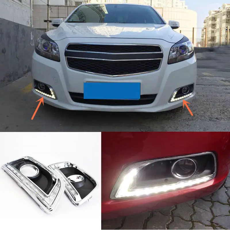 A Pair White Light Bead Daytime Running Light DRL For Chevrolet Malibu 2013-2015