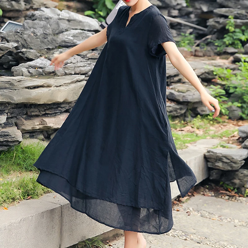 ZANZEA Plus Size 2019 Summer Women V Neck Double Layer Casual Loose Dress Long Maxi Dresses Elegant Baggy Beach Vestido Robe 4XL
ZANZEA Plus Size 2019 Summer Women V Neck Double Layer Casual Loose Dress Long Maxi Dresses Elegant Baggy Beach Vestido Robe 4XL