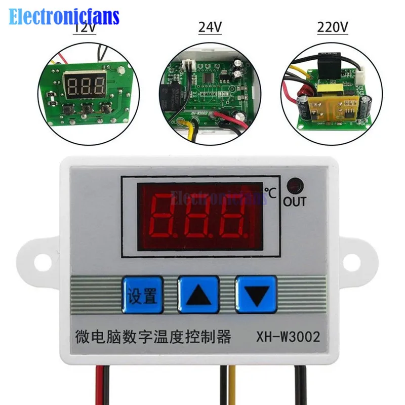 XH-W3002 Digital AC110-220V DC 12V 24V W3002 LED Temperature Controller Microcomputer Thermostat Controller Switch Module
XH-W3002 Digital AC110-220V DC 12V 24V W3002 LED Temperature Controller Microcomputer Thermostat Controller Switch Module