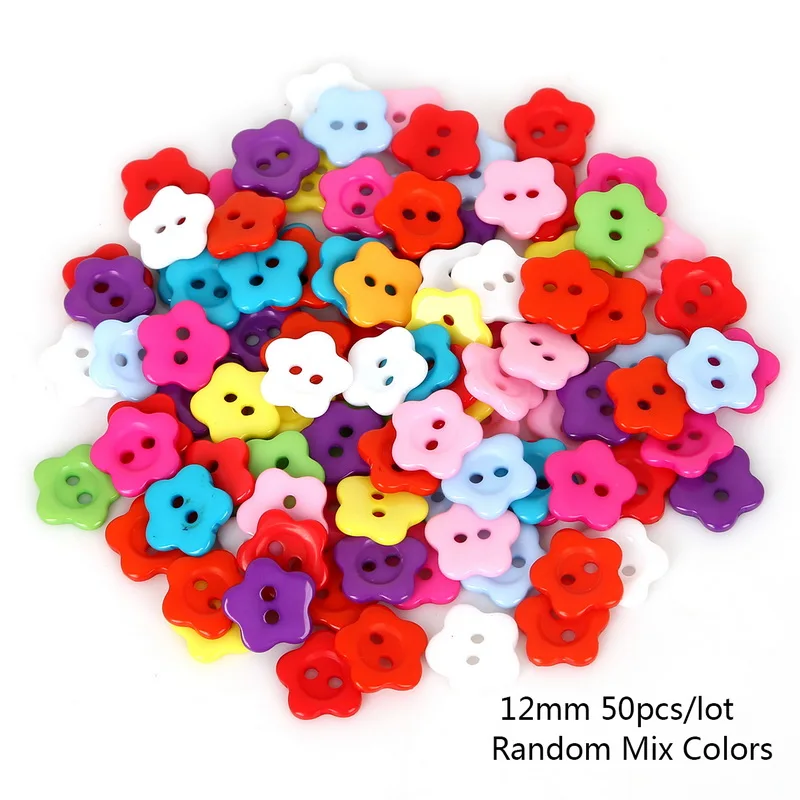 Description Picture 2 of item50pcs 10mm 12mm Mixed Color Flower Plastic Button Baby Sewing Button Decoration/Sewing/Craft/Scrapbook Accessories Wholesale