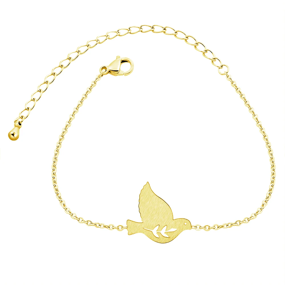 Hot Sale Peace Dove Bracelets For Women Minimalism Jewelry Stainless Steel Rose Gold Color Fashion Statement Bracelet Femme | Украшения и