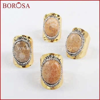 BOROSA new big chrysanthemum stone bang ring, handcrafted pave cz around natural stone gold color druzy ring for women JAB623
BOROSA new big chrysanthemum stone bang ring, handcrafted pave cz around natural stone gold color druzy ring for women JAB623