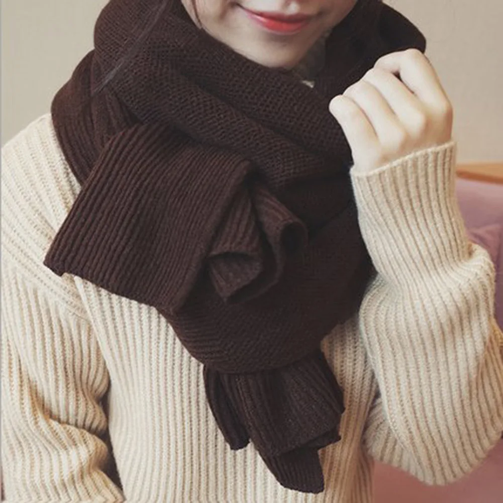 

Fashion New Women Men Scarves Solid Long Soft Wrap Scarf Winter Warm Wool Cashmere Shawl Knitted Snow White Brawn Scarves Black