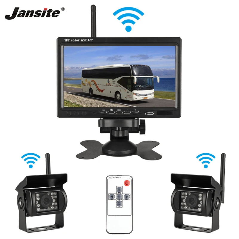 

Jansite 7" TFT LCD Wireless HD Car Monitor Display Cameras Reverse Camera Parking System for Car Rear view Monitors Support Bus