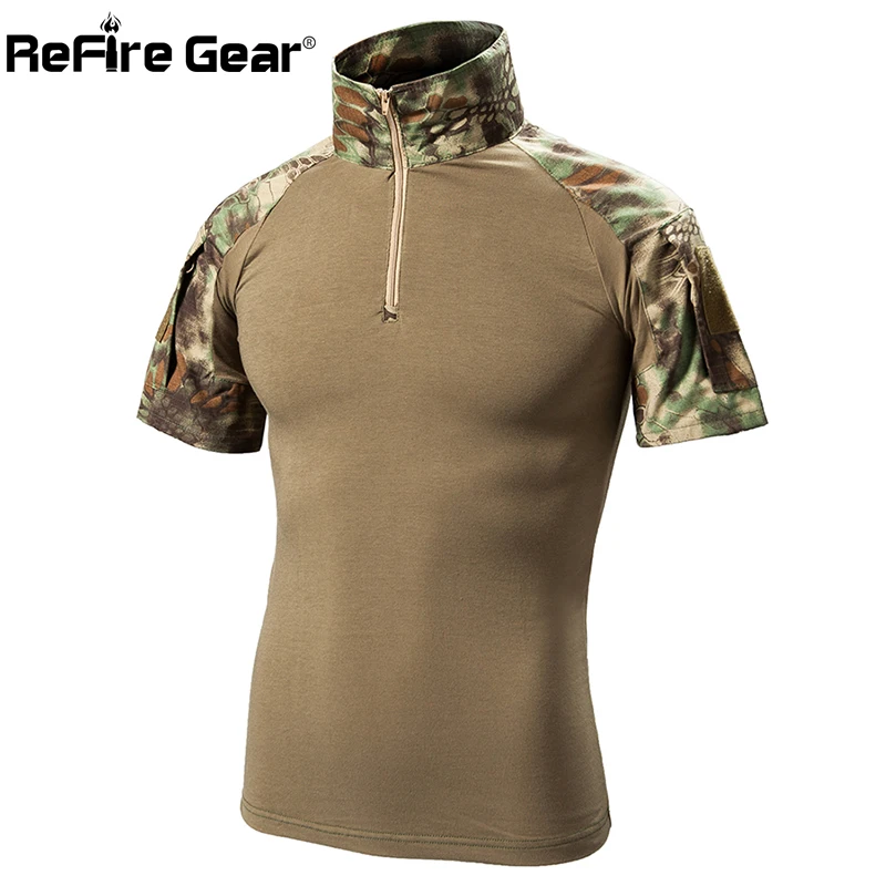 Мужская тактическая футболка с коротким рукавом ReFire Gear камуфляжная армейская