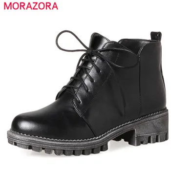 MORAZORA Fashion shoes new arrive ankle boots female PU soft leather womens boots platform zip solid PU big size 34-44
MORAZORA Fashion shoes new arrive ankle boots female PU soft leather womens boots platform zip solid PU big size 34-44