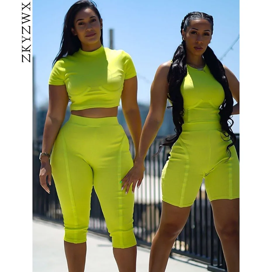 ZKYZWX Neon Green Two Piece Outfits Tracksuit Women Ribbed Knit Fitness Top+Biker Shorts Sweat Suit Sexy 2Piece Matching Sets
ZKYZWX Neon Green Two Piece Outfits Tracksuit Women Ribbed Knit Fitness Top+Biker Shorts Sweat Suit Sexy 2Piece Matching Sets