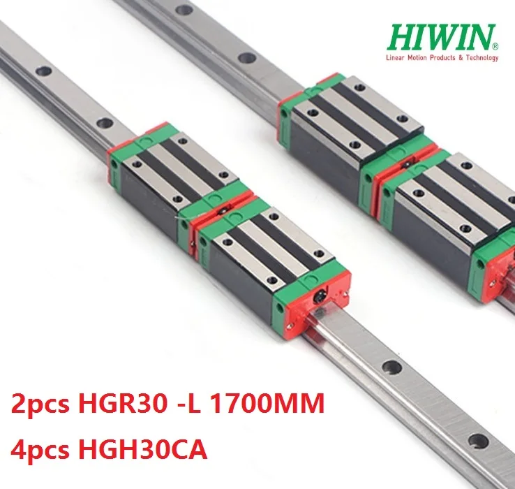 

2pcs 100% original Hiwin linear rail guide HGR30 -L 1700mm + 4pcs HGH30CA linear narrow block for cnc router