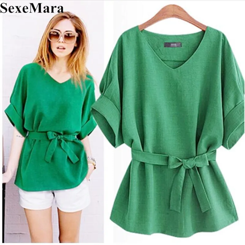 SexeMara 2019 Summer 5XL Plus Size Women Shirts Linen Tunic Shirt V Neck Big Bow Batwing Tie Loose Ladies Blouse Female For Tops
SexeMara 2019 Summer 5XL Plus Size Women Shirts Linen Tunic Shirt V Neck Big Bow Batwing Tie Loose Ladies Blouse Female For Tops
