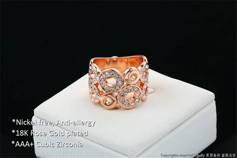 Unique Design Hollow Circles Ring Rose Gold Color Silver Ring for Women Trendy Party Wedding Band Jewelry Anillos Bijoux dm091 (10)
