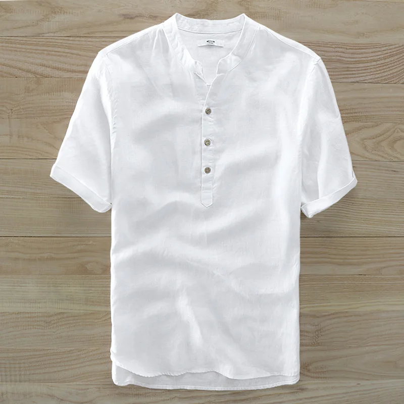 2019 New pure linen short-sleeved shirt men stand collar casual simple white shirt mens summer fashion shirts for men camisa
2019 New pure linen short-sleeved shirt men stand collar casual simple white shirt mens summer fashion shirts for men camisa