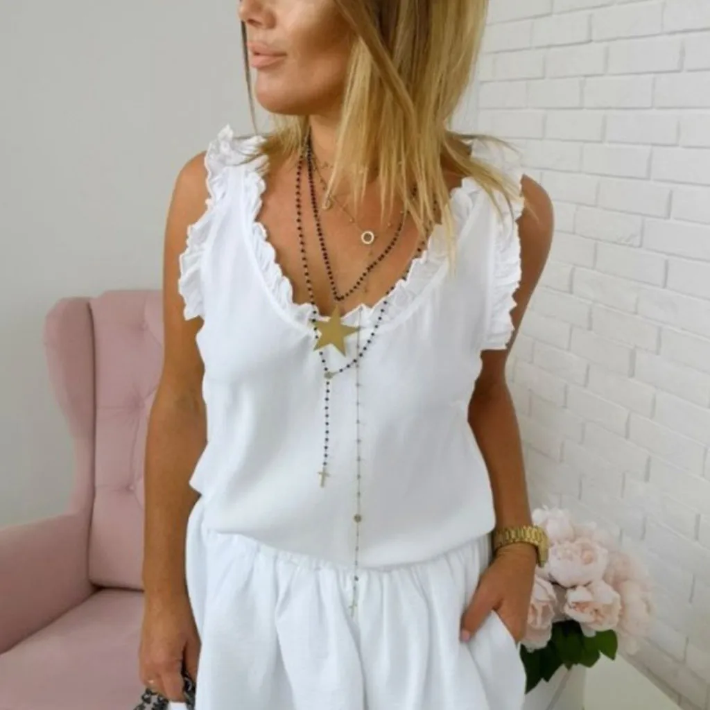 Women's Sleeveless Solid Color Earmuffs Top Fashion female Lace Up Casual Summer Shirt girl Vest Tops camisetas tirantes mujer
Women's Sleeveless Solid Color Earmuffs Top Fashion female Lace Up Casual Summer Shirt girl Vest Tops camisetas tirantes mujer