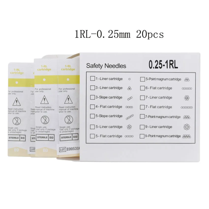 Cartridge Needle 20piece 1RL0.25mm Cartridge Needles Disposable Sterilized Tattoo Permanent Makeup Needles Tips for Eyebrow lip
Cartridge Needle 20piece 1RL0.25mm Cartridge Needles Disposable Sterilized Tattoo Permanent Makeup Needles Tips for Eyebrow lip