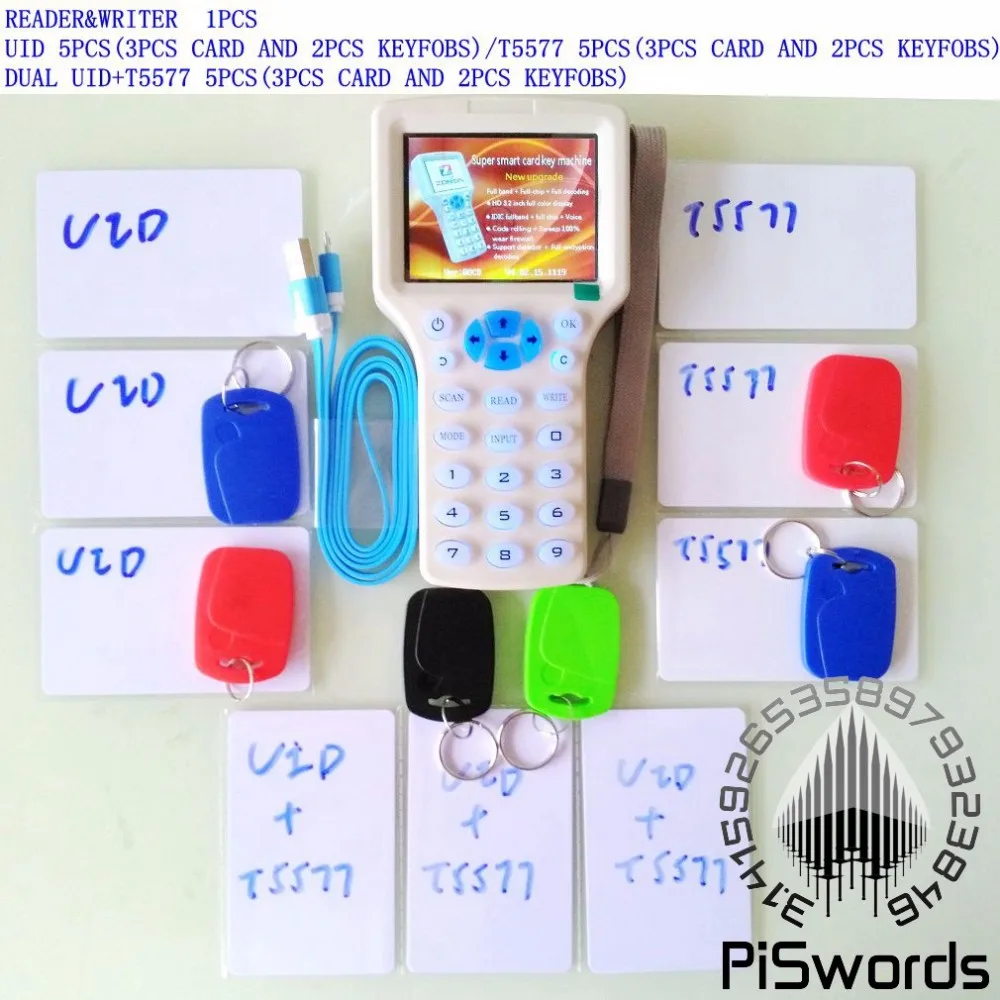 RFID NFC copier cloner IC M1 13.56mhz and ID/H/AW 125KHZ-500KHZ card reader writer with UID T5577 dual writeable changeable card
RFID NFC copier cloner IC M1 13.56mhz and ID/H/AW 125KHZ-500KHZ card reader writer with UID T5577 dual writeable changeable card