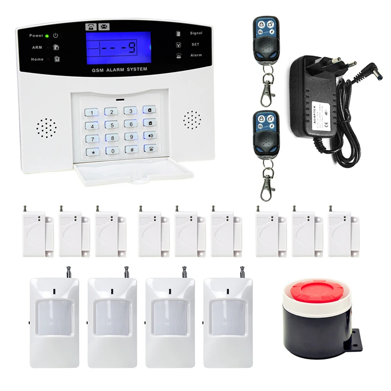 DANMINI LCD Keyboard Wireless GSM Alarm Home Security GSM Alarm System Remote Control PIR Motion Sensor Siren Sensor Alarm Kit
DANMINI LCD Keyboard Wireless GSM Alarm Home Security GSM Alarm System Remote Control PIR Motion Sensor Siren Sensor Alarm Kit