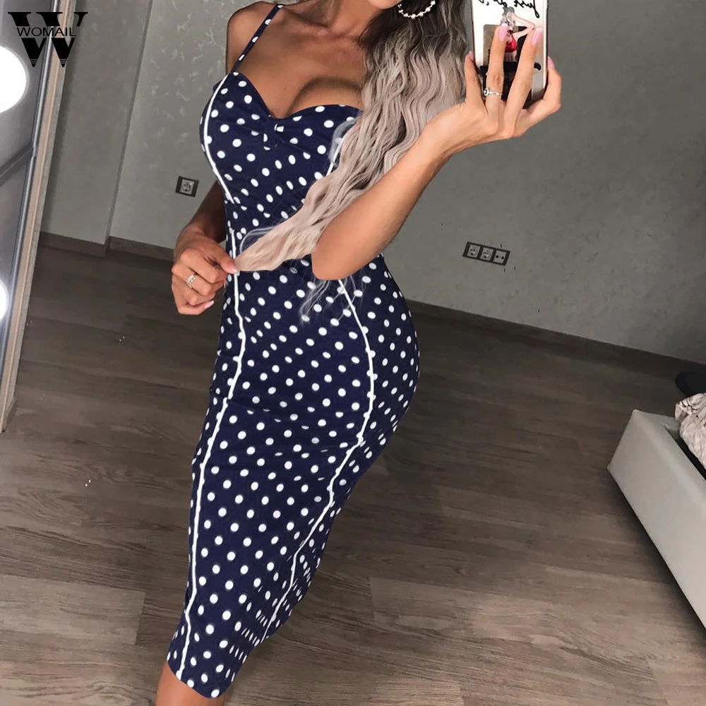 Womens Sleeveless Plus Size V-Neck Slim Dot Mid-Calf Fork Bodycon Dress Sling bag hip wave point long split Dress June13
Womens Sleeveless Plus Size V-Neck Slim Dot Mid-Calf Fork Bodycon Dress Sling bag hip wave point long split Dress June13