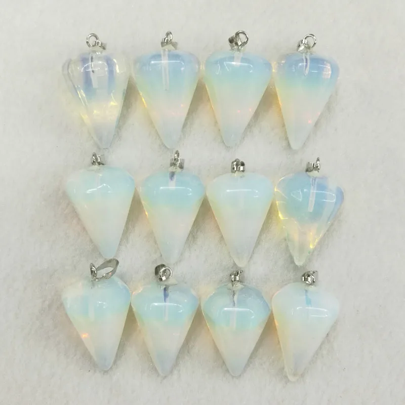 

opal natural stone pendulum Cone Pendants Stone charms fashion pendant for jewelry making 12pcs/lot free shipping Wholesale