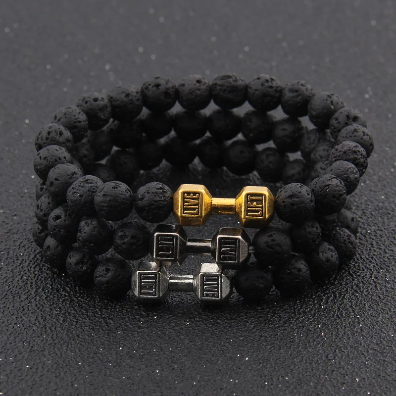 armband mannen Volcanic Lava Stone Dumbbell Bracelet black Matte Beads Bracelets For Women Men Fitness Barbell Jewelry Pulseras
armband mannen Volcanic Lava Stone Dumbbell Bracelet black Matte Beads Bracelets For Women Men Fitness Barbell Jewelry Pulseras