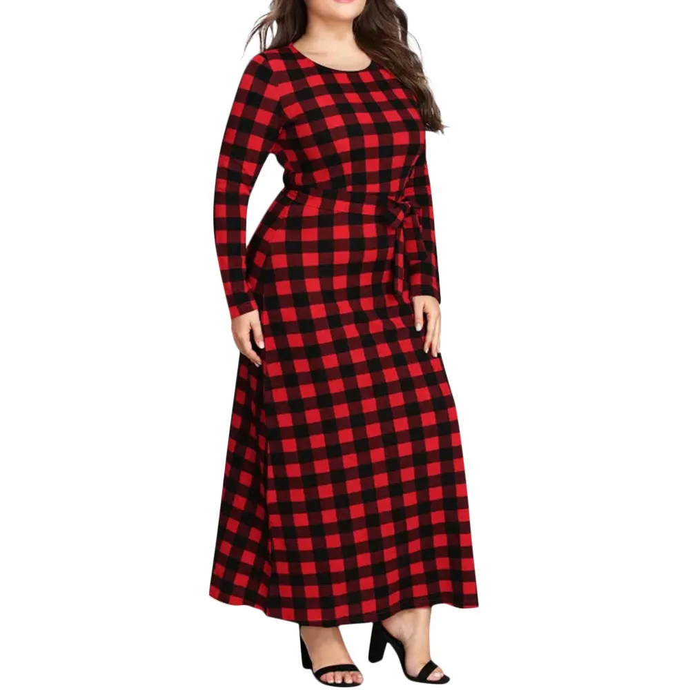 Winter Fashion Womens Plus Size Long Sleeve Plaid Ankle Length Dress Maxi Party Dress Casual Loose Belted Xmas Dress 4XL 5XL 6XL
Winter Fashion Womens Plus Size Long Sleeve Plaid Ankle Length Dress Maxi Party Dress Casual Loose Belted Xmas Dress 4XL 5XL 6XL