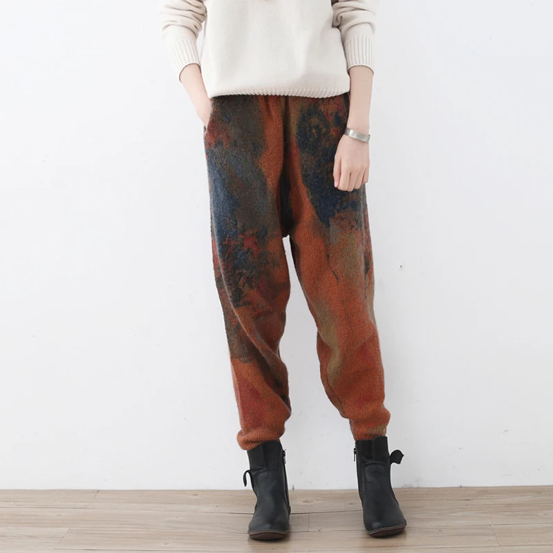Johnature Women Wool Pants 2019 Spring New Elastic Waist Quality Pockets Print Floral Vintage Trouser Warm Women Harem Pants
Johnature Women Wool Pants 2019 Spring New Elastic Waist Quality Pockets Print Floral Vintage Trouser Warm Women Harem Pants