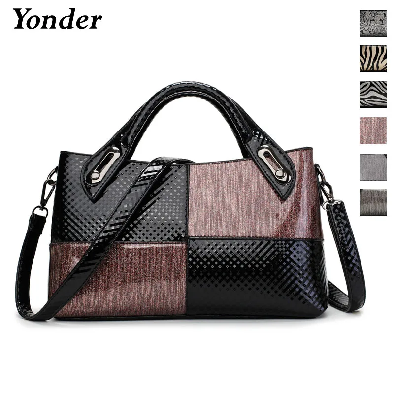 

fashion elegant messenger shoulder bag women's glossy patent leather handbags female luxury satchels tote hand bags ladies china