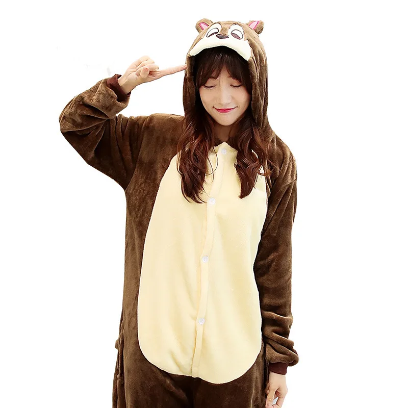 

New Adult Child Flannel Cosplay Costume Squirrel Onesie Costumes For Unisex Create Dance Fancy Pajama Halloween Party