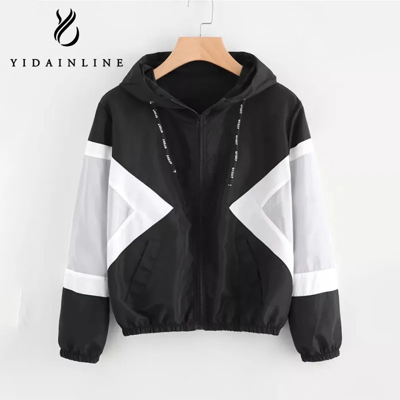 Women Windbreaker Hoodies Jacket Casual Patchwork Jackets Clothes Color Block Black&White Elastic Waist Drawstring Sports Coats
Women Windbreaker Hoodies Jacket Casual Patchwork Jackets Clothes Color Block Black&White Elastic Waist Drawstring Sports Coats