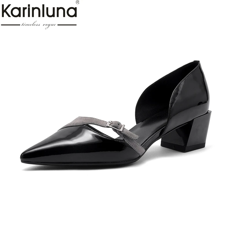 KarinLuna Pointed Toe Chunky Heels Genuine Leather Chic Style 2019 Brand New women's Summer Pumps Mature Fashion women's Shoes
KarinLuna Pointed Toe Chunky Heels Genuine Leather Chic Style 2019 Brand New women's Summer Pumps Mature Fashion women's Shoes