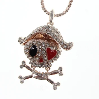 Alloy multi rhinestone cartoon captain Jack Necklaces Pendants Black Leather Chain lovely Skull Pendant Necklace jewelry
Alloy multi rhinestone cartoon captain Jack Necklaces Pendants Black Leather Chain lovely Skull Pendant Necklace jewelry