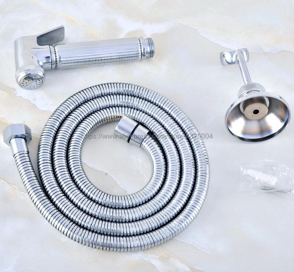 Polished Chrome Brass Bathroom Hand held Bidet Sprayer Faucet Spray Gun &1.5m Shower Hose & Shower Holder Nhh022
Polished Chrome Brass Bathroom Hand held Bidet Sprayer Faucet Spray Gun &1.5m Shower Hose & Shower Holder Nhh022
