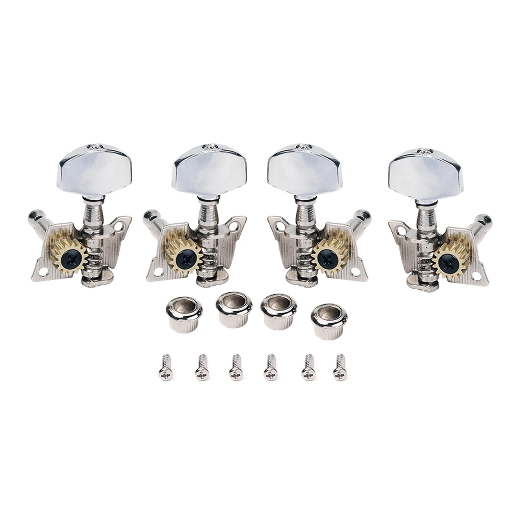 4pcs 2L 2R Enclosed Ukulele Tuning Pegs Tuners Nickel Machine Head with Plastic Buttons Furules Mounting Screws Keys
4pcs 2L 2R Enclosed Ukulele Tuning Pegs Tuners Nickel Machine Head with Plastic Buttons Furules Mounting Screws Keys